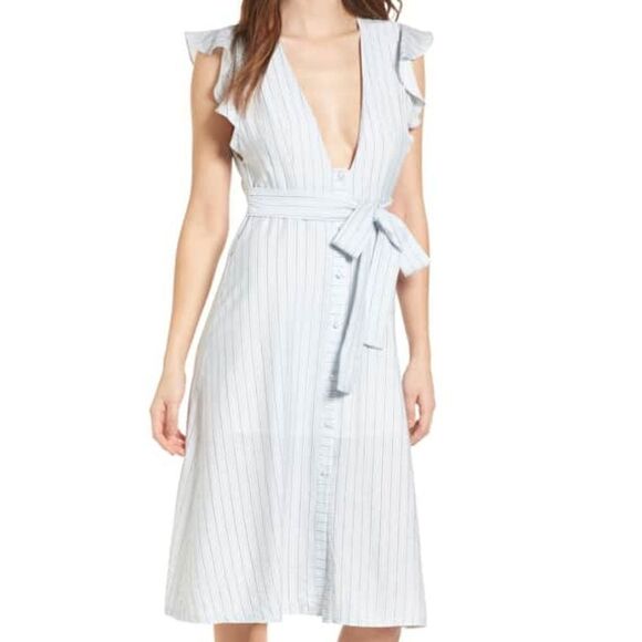 Storee Front Button Midi Dress Sz Large - Picture 1 of 8